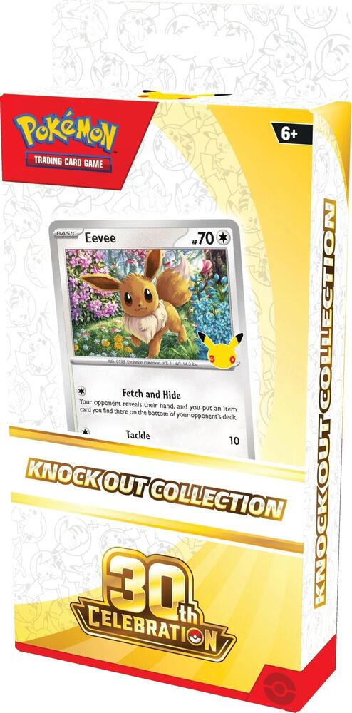 Pokémon TCG 30th Celebration Knock Out Collection sealed box featuring Eevee