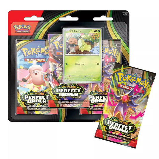 Pokémon Trading Card Game: Mega Evolution Perfect Order 3 Pack Blister - Chikorita