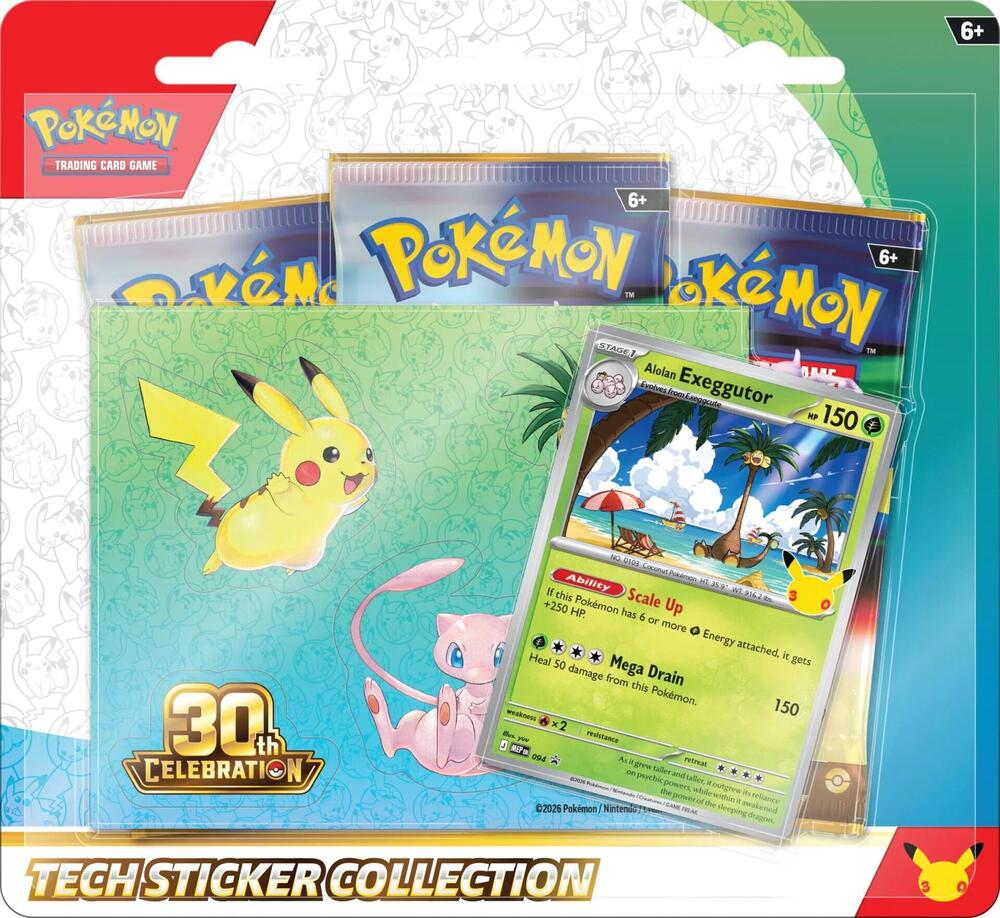 Pokémon TCG 30th Celebration Alolan Exeggutor Tech Sticker Collection sealed packaging